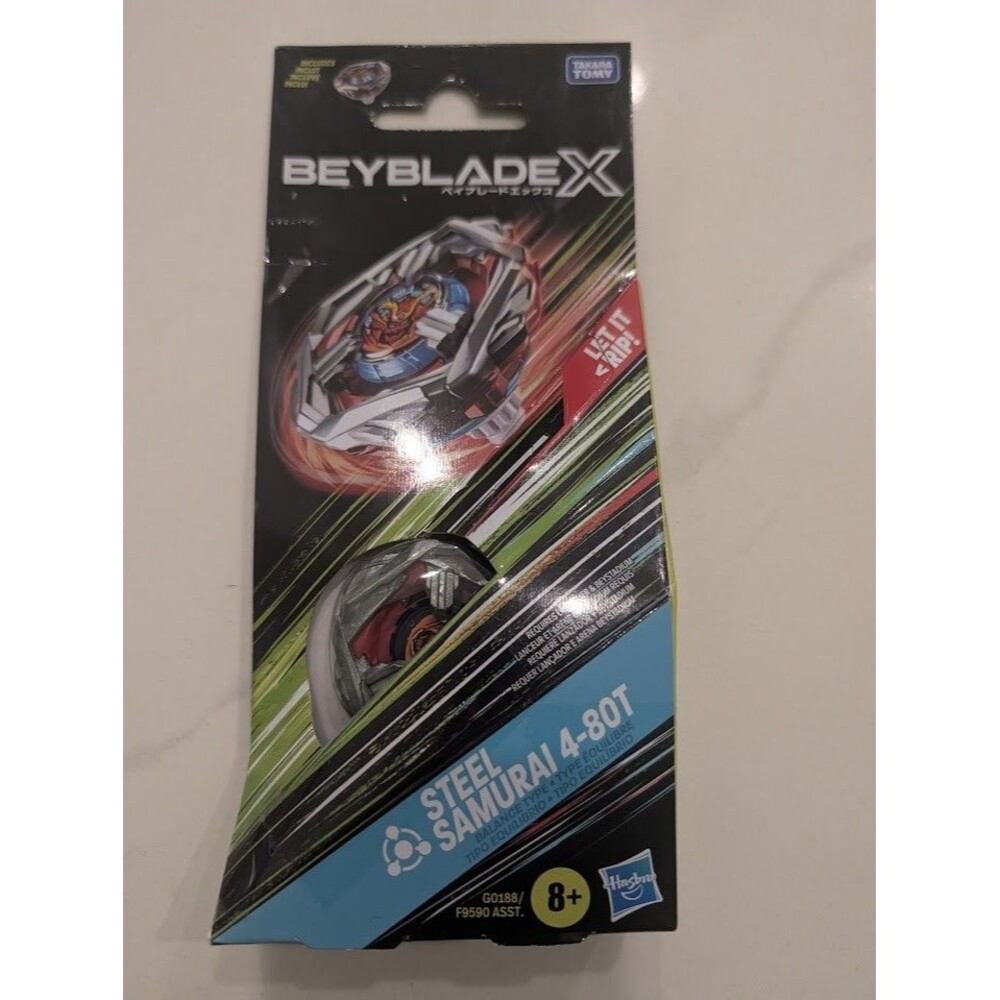 Hasbro Beyblade X Steel Samurai 4-80T Silver Red Balance Type Booster Toy New